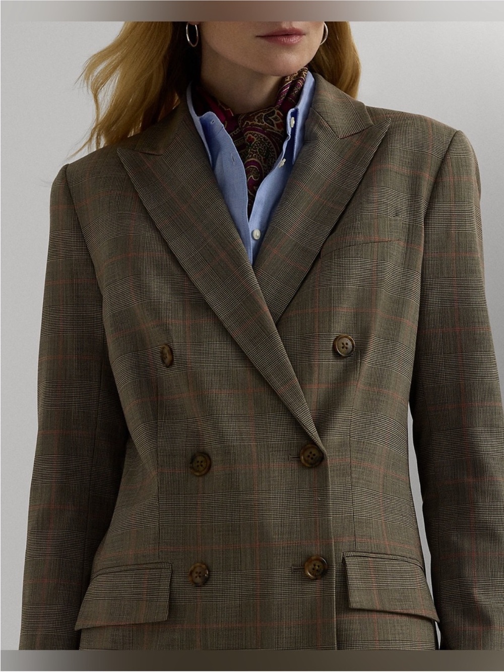Ralph Lauren Glen Check
Double-Breasted Wool Blazer